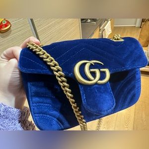 Gucci Marmont Bag - Medium-blue velvet